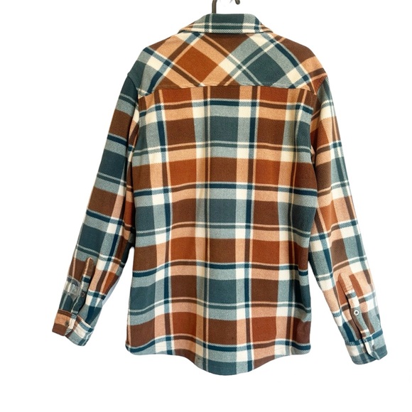 Eddie Bauer - Fleece Plaid Casual Warm Button Down Shacket Shirt - Picture 2 of 4